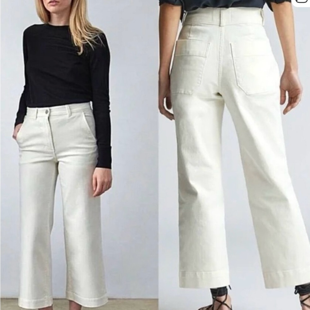 Everlane White Wide Leg Crop Pant